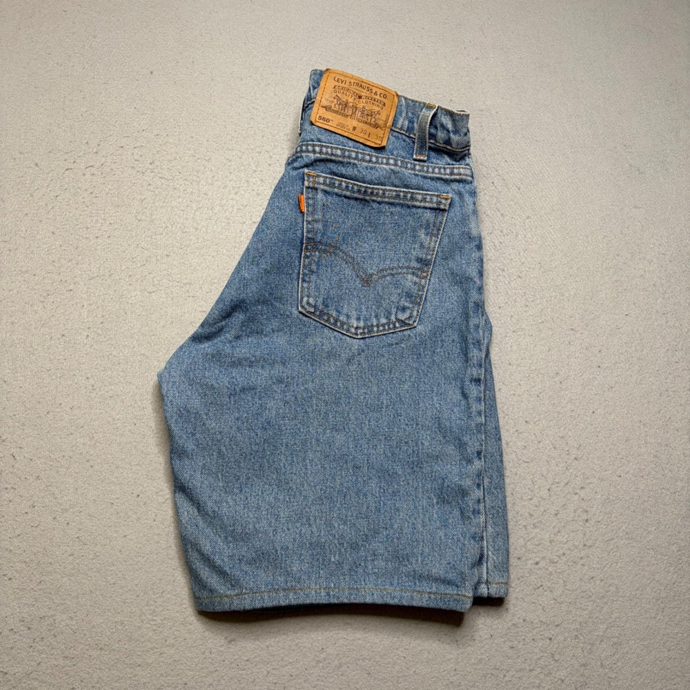 Levi's 560 Denim Shorts‎ Women 30 Loose Fit Tapered Leg Vintage 90s Orange Tab